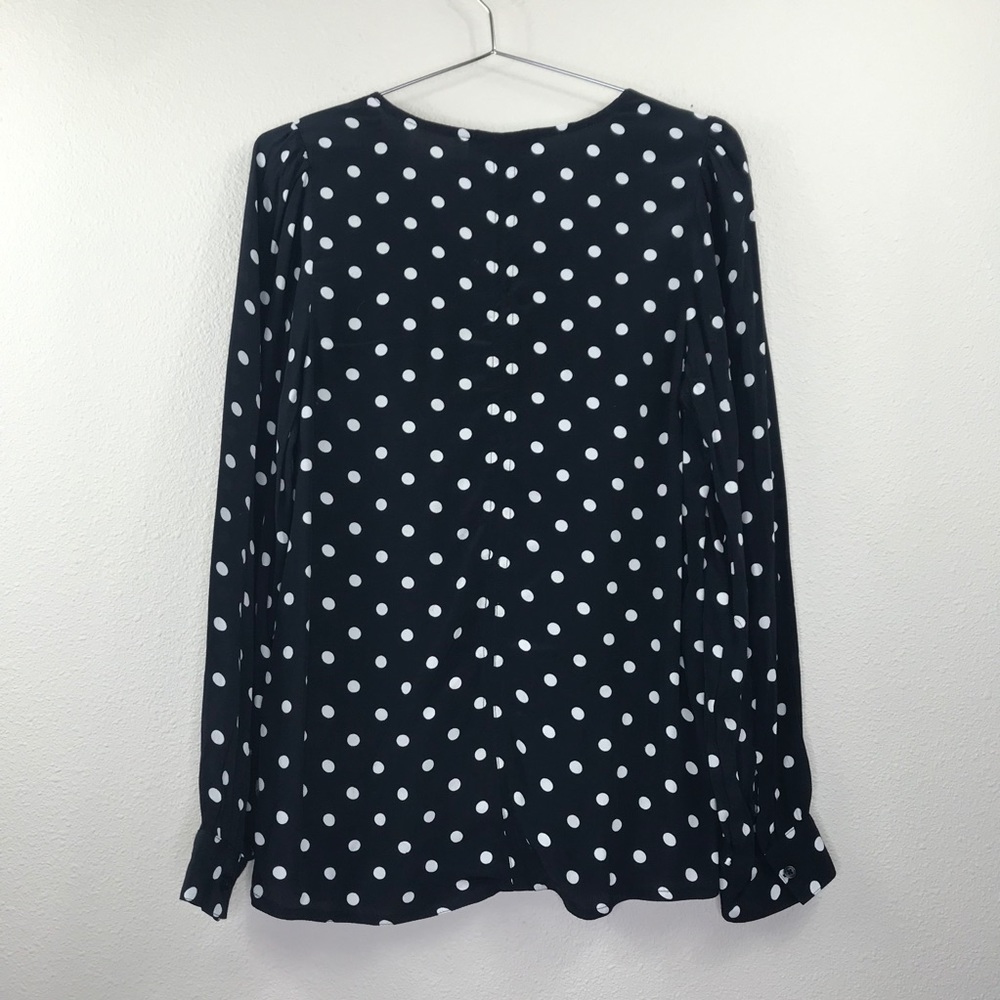 Something Navy Polka Dot Oversized Balloon Sleeve Button Down Size XS - Picture 6 of 8